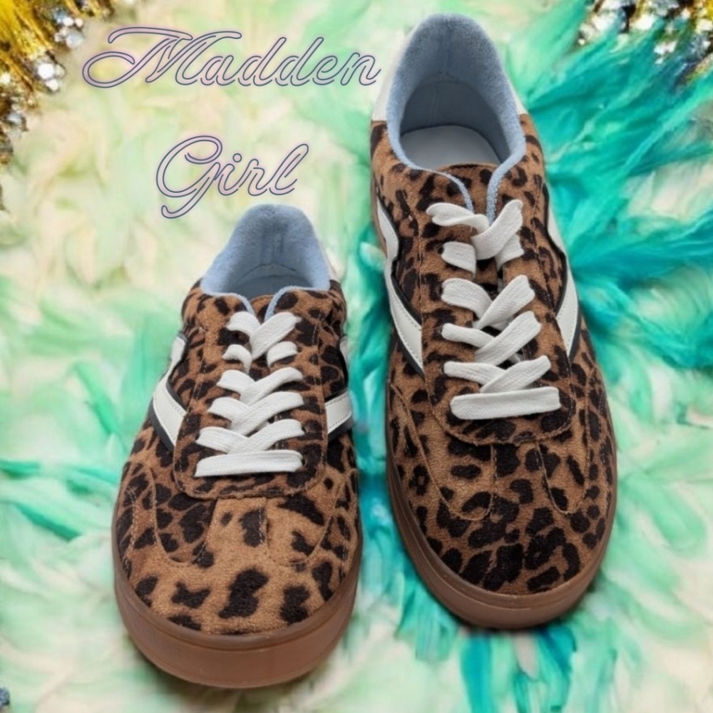 Madden Girl Leopard Print Faux Suede Sneakers | Size 8M | Excellent Condition